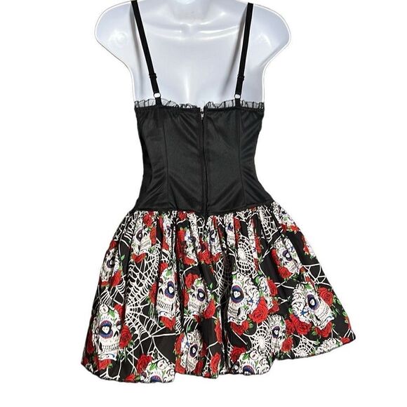 Lip Service Skulls & Roses Dress Up Costume Cosplay Mini Dress Size M - Picture 9 of 13